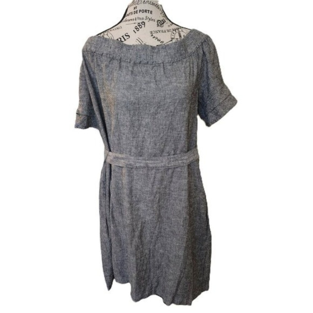 New York & Company Soho Street Gray Linen Shift Dress Size L | Breathable